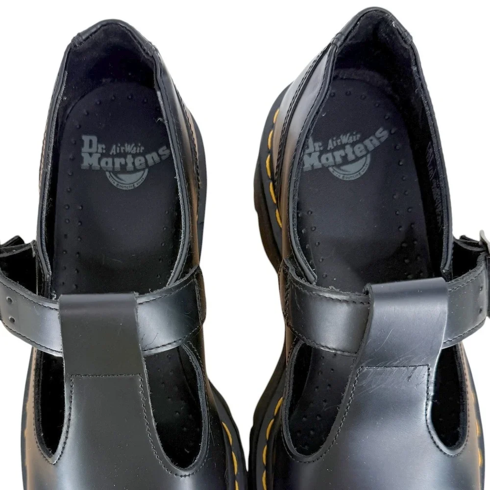 Dr. Martens Bethan Mary Jane T-bar Chunky Lug Platform Women 42 10 Smooth Black